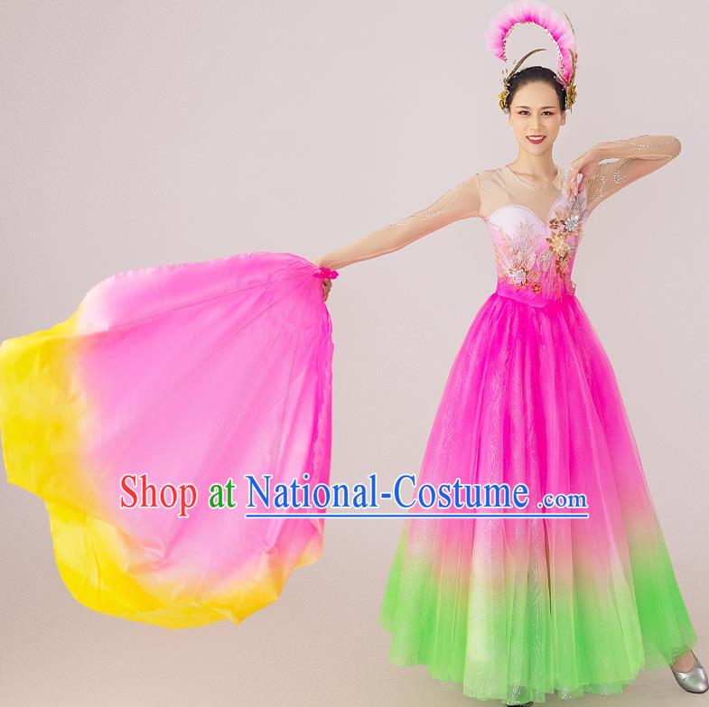 China Dancing Competition Pink Dress 2021 Spring Festival Gala Opening Dance Costume Lotus Dance Clothing