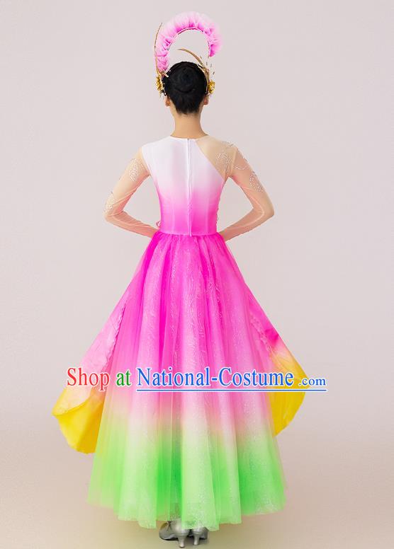 China Dancing Competition Pink Dress  Spring Festival Gala Opening Dance Costume Lotus Dance Clothing