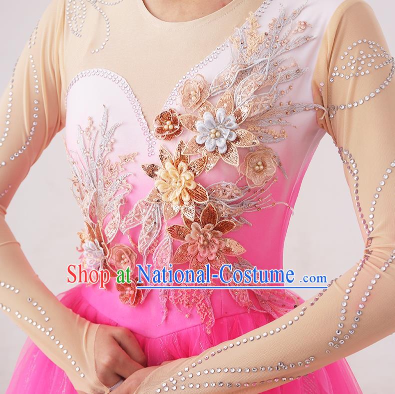 China Dancing Competition Pink Dress  Spring Festival Gala Opening Dance Costume Lotus Dance Clothing