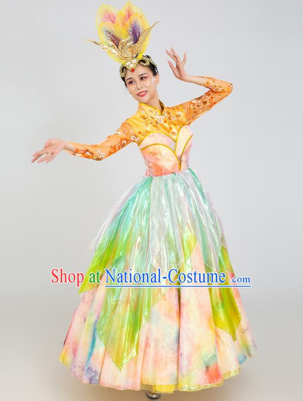 China Women Group Show Opening Dance Costume Spring Festival Gala Dance Clothing Dancing Competition Dress