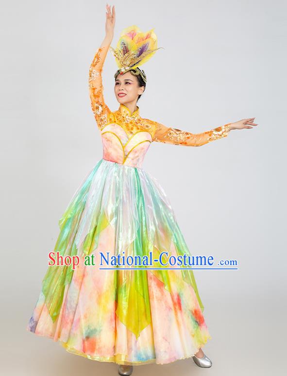 China Women Group Show Opening Dance Costume Spring Festival Gala Dance Clothing Dancing Competition Dress