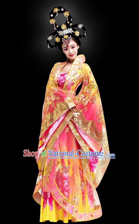 China Ancient Empress Clothing Woman Stage Show Costume Tang Dynasty Queen Wu Zetian Costume