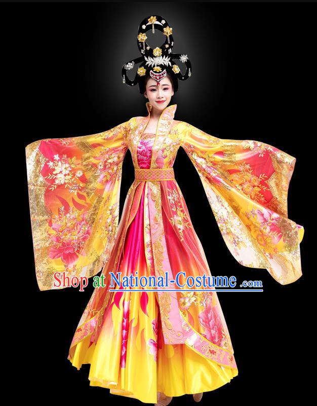 China Ancient Empress Clothing Woman Stage Show Costume Tang Dynasty Queen Wu Zetian Costume