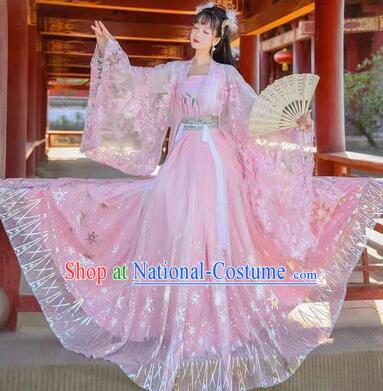 China Ancient Court Princess Clothing Traditional Pink Hanfu Dresses Tang Dynasty Empress Costumes