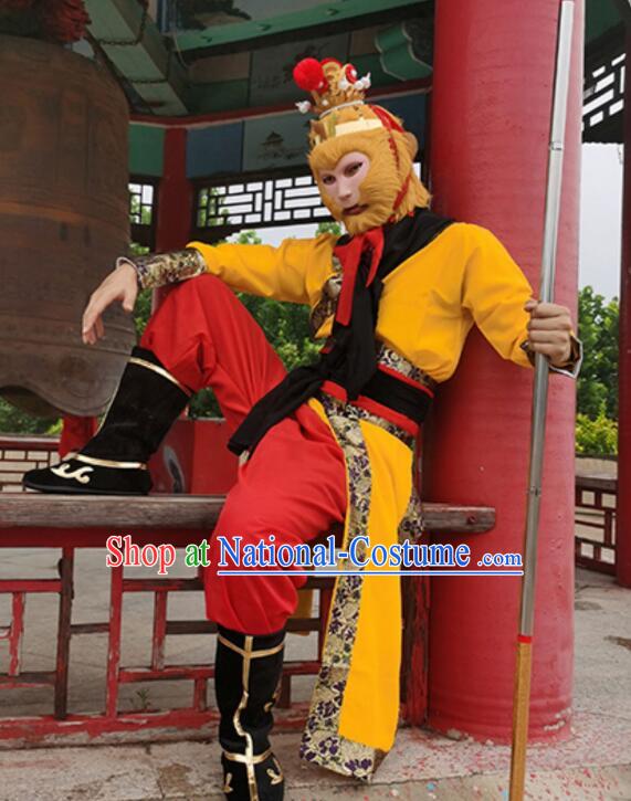 China Journey to the West Sun Wu Kong Outfit Sun Wukong Crashed Peach Garden Clothing Beijing Opera Monkey King Costumes