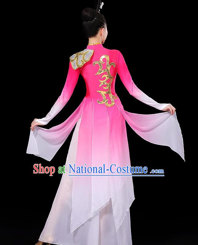 China Stage Performance Dress Fan Dance Clothing Women Group Show Pink Outfit Yangko Dance Costume