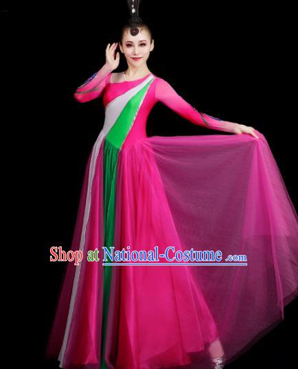 Top Opening Dance Clothing Women Chorus Megenta Dress Group Stage Show Costume Modern Dance Fashion