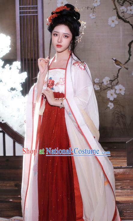 China Hanfu Ruqun Tang Dynasty Royal Princess Costumes Ancient Imperial Consort Yang Yuhuan Embroidered Clothing