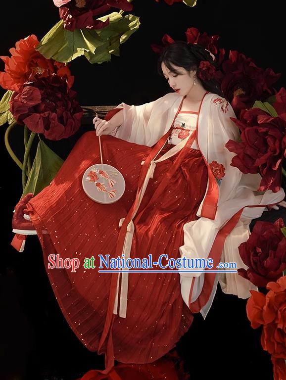 China Hanfu Ruqun Tang Dynasty Royal Princess Costumes Ancient Imperial Consort Yang Yuhuan Embroidered Clothing