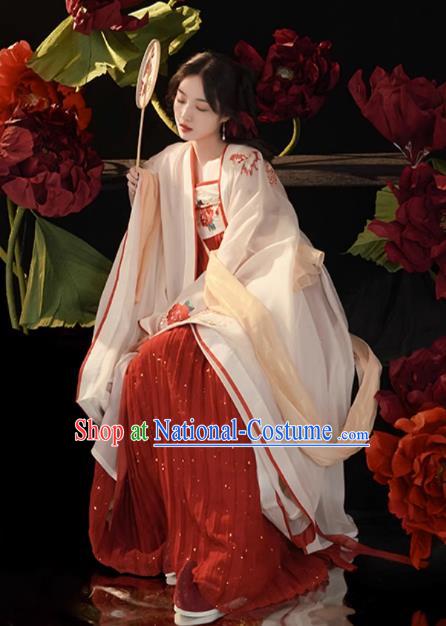 China Hanfu Ruqun Tang Dynasty Royal Princess Costumes Ancient Imperial Consort Yang Yuhuan Embroidered Clothing