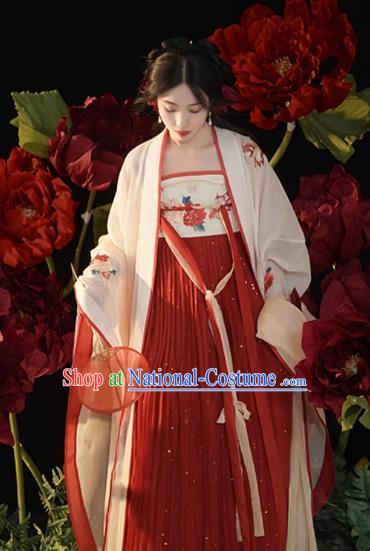 China Hanfu Ruqun Tang Dynasty Royal Princess Costumes Ancient Imperial Consort Yang Yuhuan Embroidered Clothing