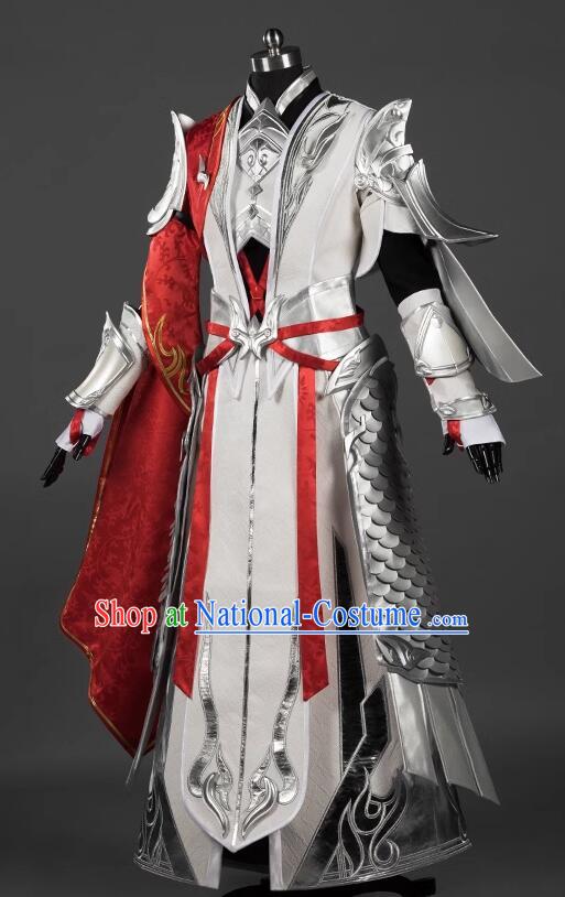 Top Handmade Cosplay Swordsman Clothing Jian Xia Qing Yuan Online Tian Ce Young Hero White Costumes Complete Set