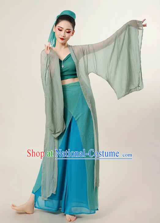 China Classical Dance Costume Legend of the White Snake Xiao Qing Fashion Fan Dance Green Outfit Woman Solo Dance Clothing