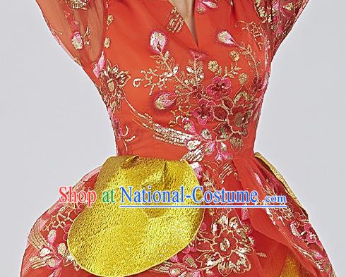 China Drum Dance Fashion Modern Dance Red Dress Women Group Yangko Dance Clothing Lantern Dance Costume