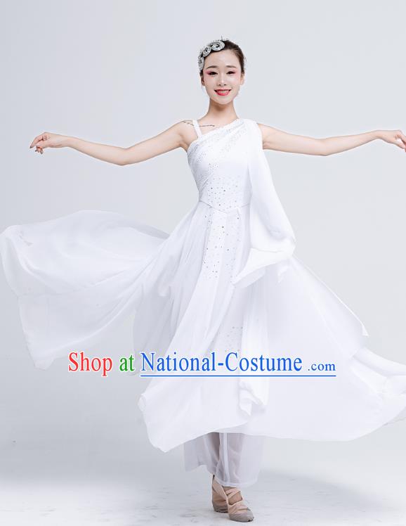 China Woman Solo Dance Clothing Dance Competition Costume Ballet Dance Fashion Modern Dance White Dress