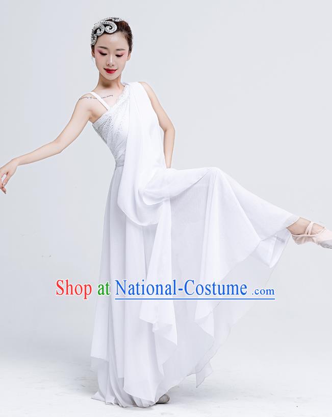 China Woman Solo Dance Clothing Dance Competition Costume Ballet Dance Fashion Modern Dance White Dress