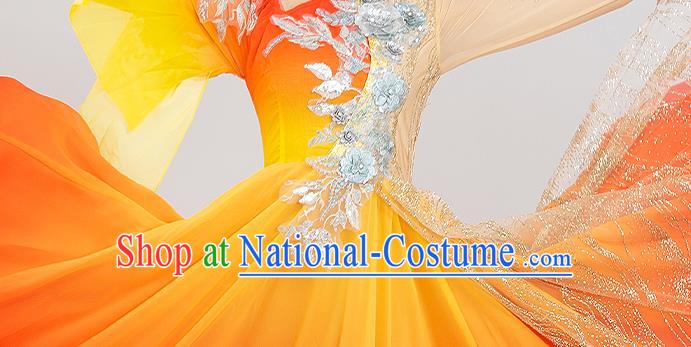 Top Opening Dance Fashion Modern Dance Red Dress Women Group Dance Clothing Chorus Costume