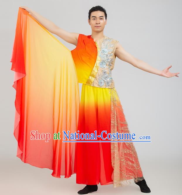 Top Drum Dance Costume Yangko Dance Fashion Modern Dance Red Outfit Male Group Dance Clothing