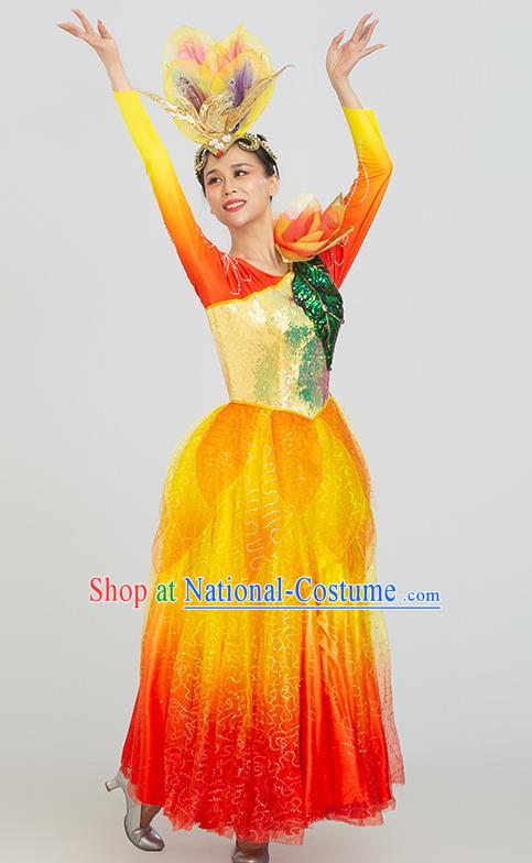 Top Women Group Dance Clothing Opening Dance Costume Chorus Performance Dance Fashion Modern Dance Red Dress