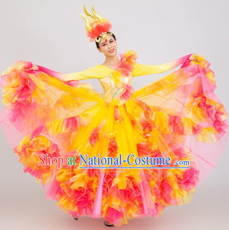 Top Modern Dance Dress Women Group Dance Clothing Opening Dance Costume Flowers Dance Fashion