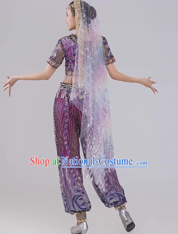 Top Women Group Show Clothing Indian Dance Purple Outfit Belly Dance Fashion Oriental Dance Costume