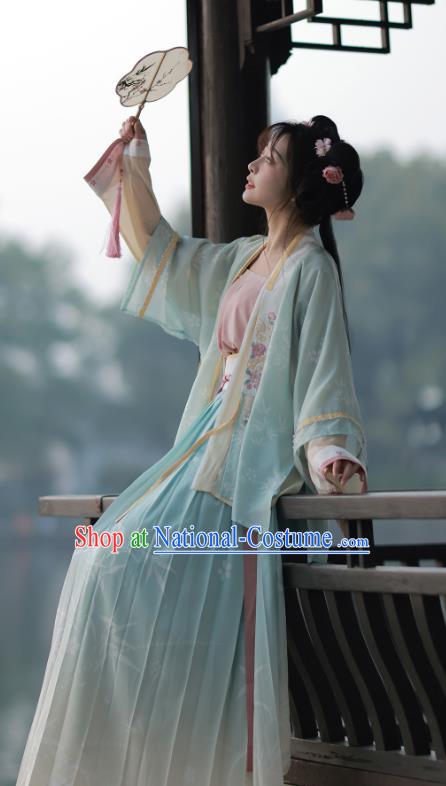 China Ancient Young Lady Costumes Song Dynasty Princess Embroidered Clothing Traditional Female Hanfu Dress