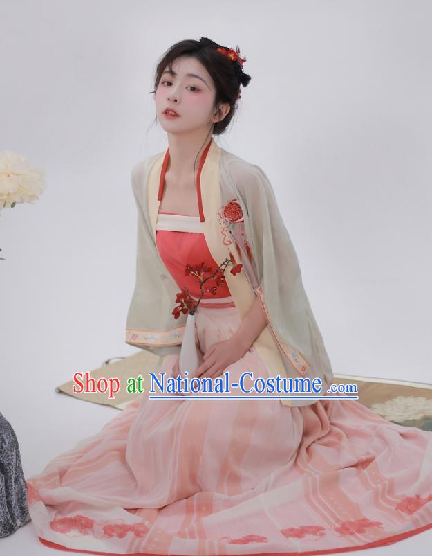 China Traditional Female Hanfu Dress Ancient Young Lady Costumes Song Dynasty Embroidered Clothing Complete Set