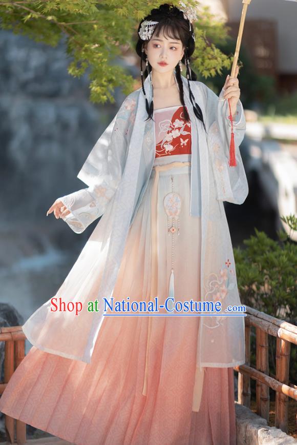 China Ancient Young Woman Garment Costumes Hanfu Clothing Song Dynasty Princess Dresses