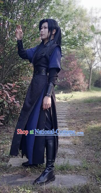 China Young Hero Costume Ancient Swordsman Clothing Sha Po Lang Gu Yun Garments