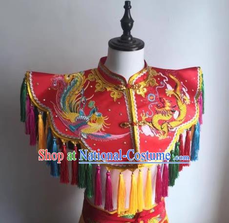 China Yunjian Cloud Shoulder Nuo Opera Er Lang God Clothing Embroidered Red Cappa Fiesta Parade Costume