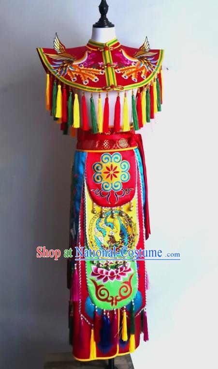 China Embroidered Folk Dance Garments Fiesta Parade Master Costumes Nuo Opera Er Lang God Clothing