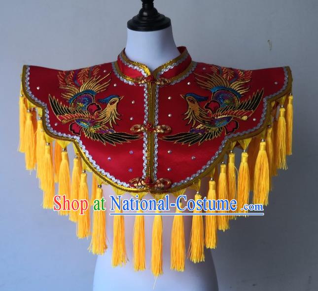 China Immortal Red Cappa Fiesta Parade Master Embroidered Costume Folk Dance God Clothing