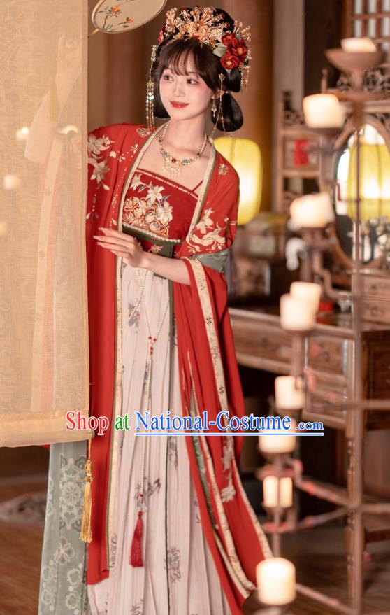 China Traditional Hanfu Hezi Dresses Tang Dynasty Royal Princess Wedding Clothing Ancient Court Lady Garment Costumes