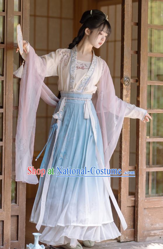 China Ancient Young Woman Garment Costumes Traditional Hanfu Shirt and Skirt Song Dynasty Female Clothing