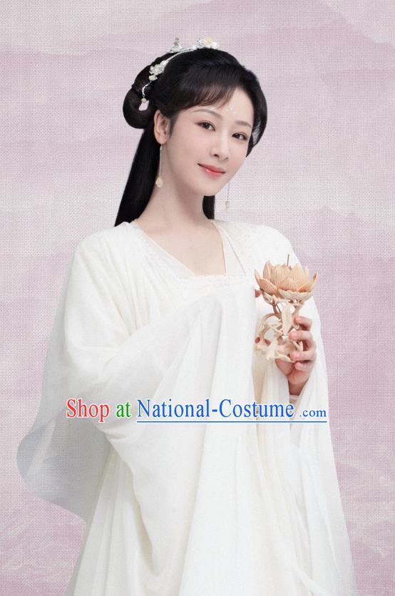 China TV Series Fairy Clothing Drama Immortal Samsara Yan Dan White Dresses Ancient Goddess Costumes