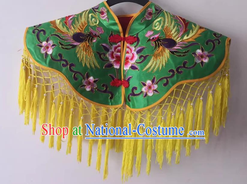 Chinese Folk Dance Embroidered Tippet Sacrifice God Dancing Clothing Witchcraft Performance Green Cappa