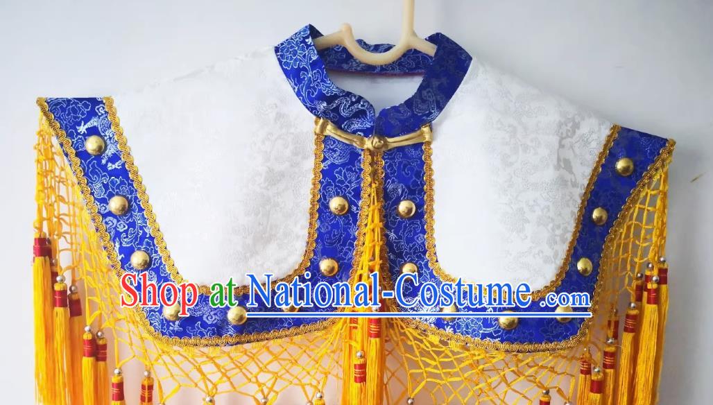 Chinese Folk Dance God White Brocade Tippet Sacrifice Dancing Clothing Witchcraft Performance Cappa