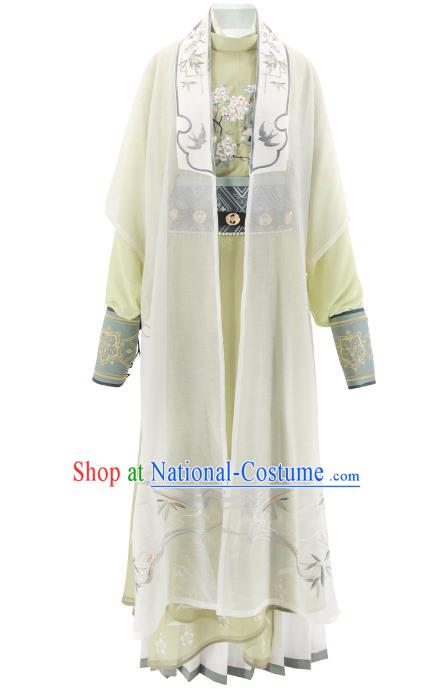 Chinese Male Hanfu Song Dynasty Costumes Ancient Swordsman Green Clothing