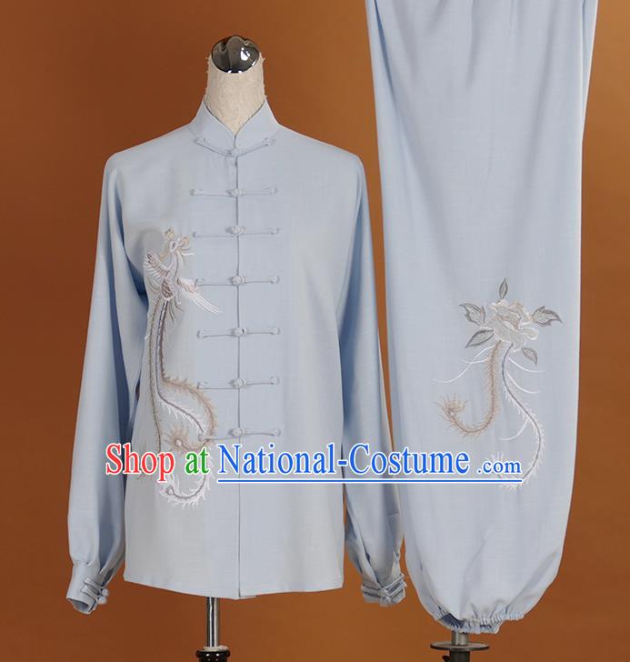 Chinese Martial Arts Competition Clothing Tai Chi Tournament Uniform Kongfu Clothes Taijiquan Performance Blue Outfit