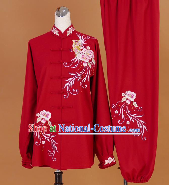 Chinese Wushu Competition Clothes Female Tai Chi Red Suit Martial Arts Clothing Taiji Quan Training Uniform