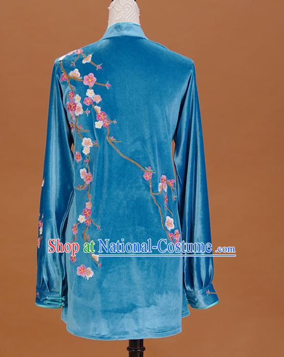 Chinese Winter Taiji Quan Training Uniform Wushu Competition Clothes Female Tai Chi Blue Suit Martial Arts Clothing