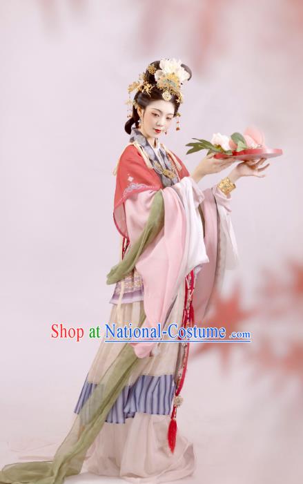 China Song Dynasty Court Woman Garment Costumes Traditional Hanfu Ancient Palace Beauty Clothing Complete Set