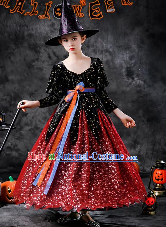 Halloween Cosplay Witch Fashion Kid Performance Dress Children Day Clothing Girl Stage Show Costume