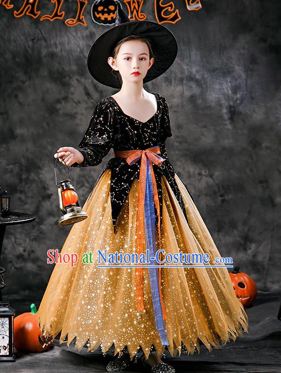 Halloween Girl Stage Show Costume Cosplay Witch Fashion Kid Performance Dress Children Day Clothing