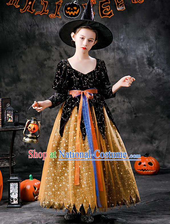 Halloween Girl Stage Show Costume Cosplay Witch Fashion Kid Performance Dress Children Day Clothing