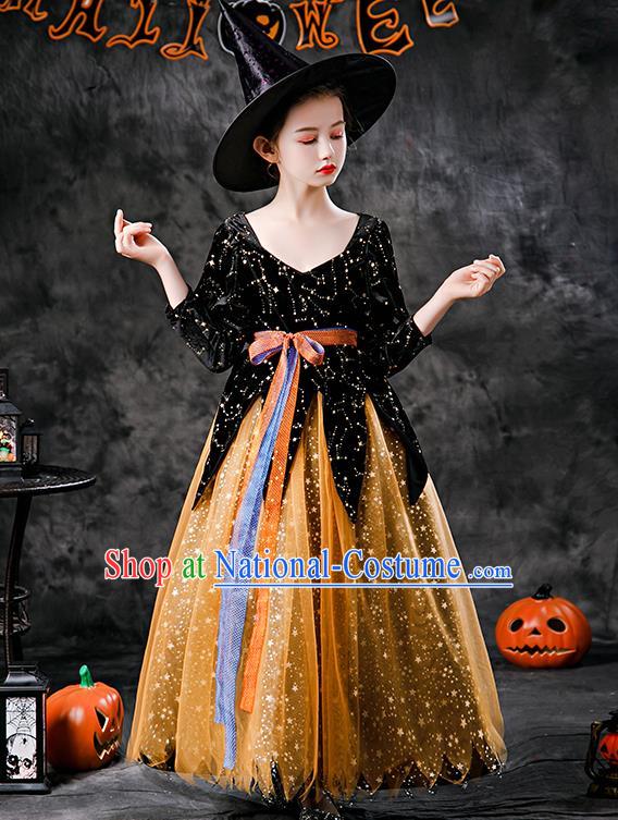 Halloween Girl Stage Show Costume Cosplay Witch Fashion Kid Performance Dress Children Day Clothing