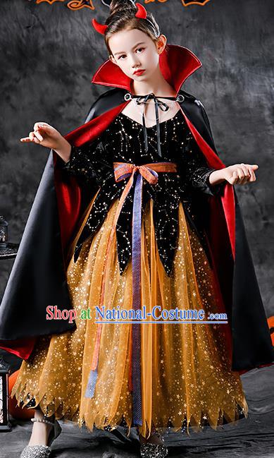 Halloween Girl Stage Show Costume Cosplay Witch Fashion Kid Performance Dress Children Day Clothing