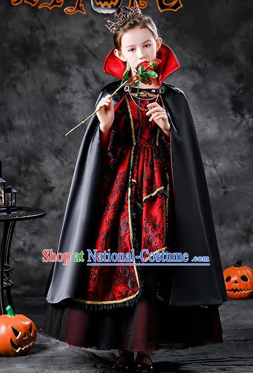 Halloween Queen Clothing Girl Stage Show Costume Cosplay Witch Fashion Kid Performance Dress