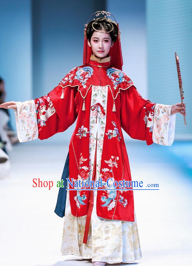 China Ming Dynasty Empress Embroidered Costumes Traditional Hanfu Woman Wedding Dresses Ancient Bride Clothing