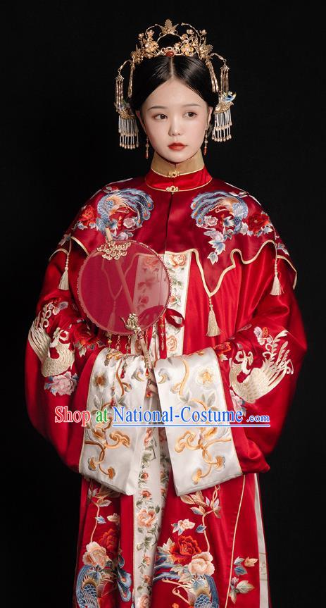 China Ming Dynasty Empress Embroidered Costumes Traditional Hanfu Woman Wedding Dresses Ancient Bride Clothing